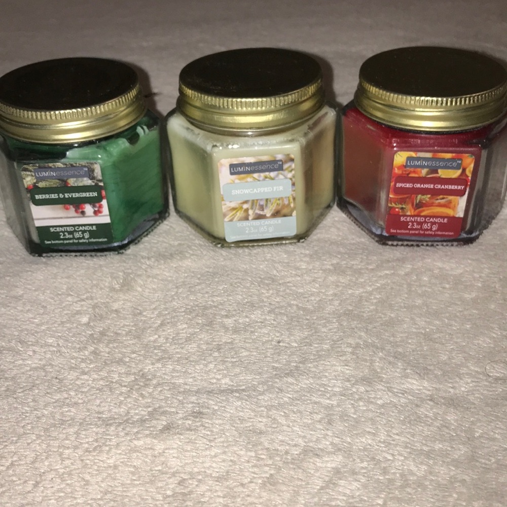 LuminEssence Trio Scented Jar Candles - Green, Cream, Red